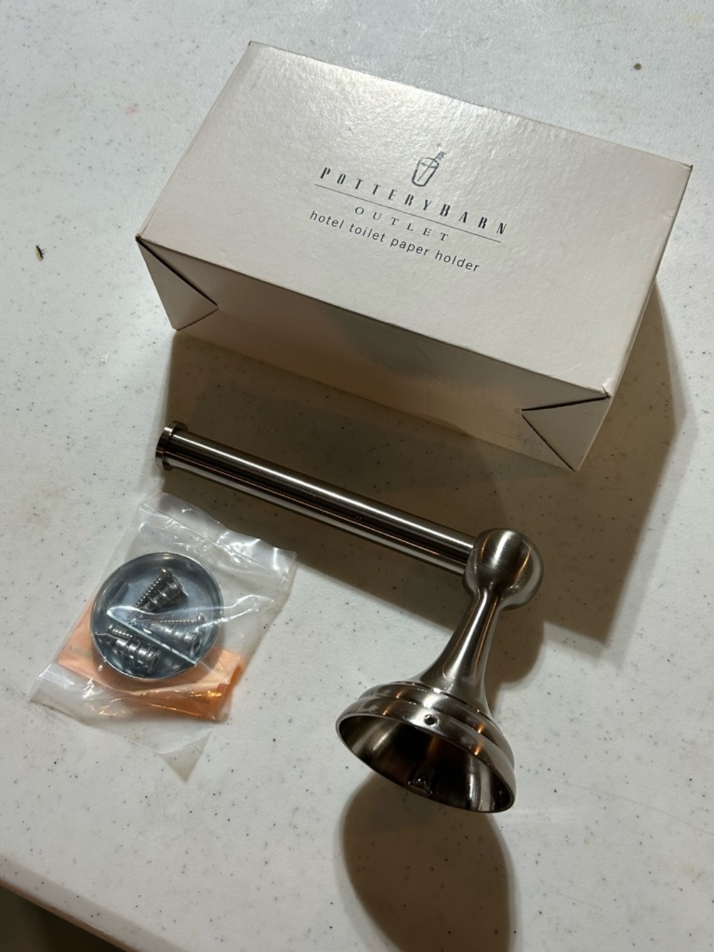 (NEW) Pottery Barn Satin Nickel Towel Bar and Toilet Paper Holder Bundle Set - Picture 3 of 4